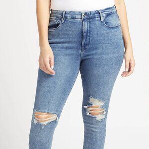 Good American Good Waist Crop Chewed Hem Indigo High-Waisted Jean Size 12